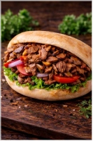 Vers broodje met salade en saus.